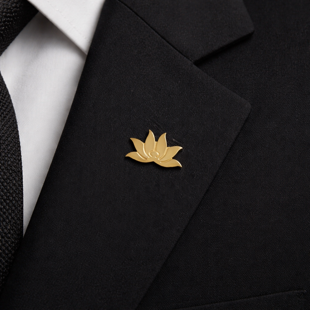 Huy hiệu, thép cao cấp, mạ PVD vàng 23K