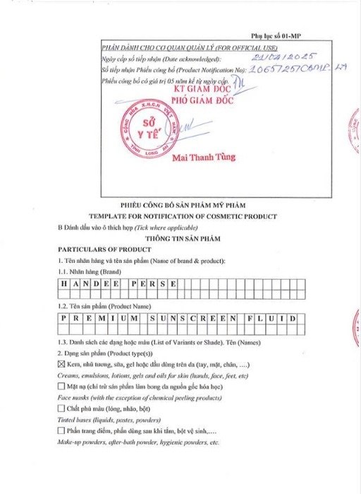 Kem chống nắng Handee Perse